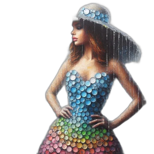 dress, hat, jewelry, umbrella transparent PNG cut-out