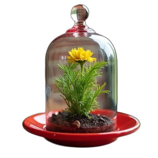 flower, bottle, crown, photorealistic transparent PNG cut-out