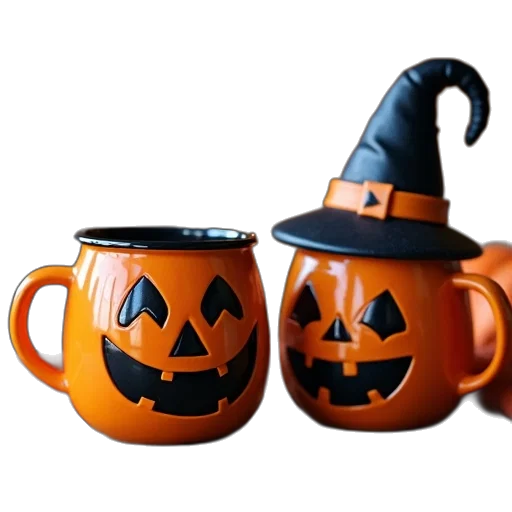 3d render, two, halloween, coffee transparent PNG cut-out