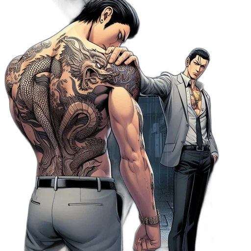 comic book art, concept art, two, men transparent PNG cut-out