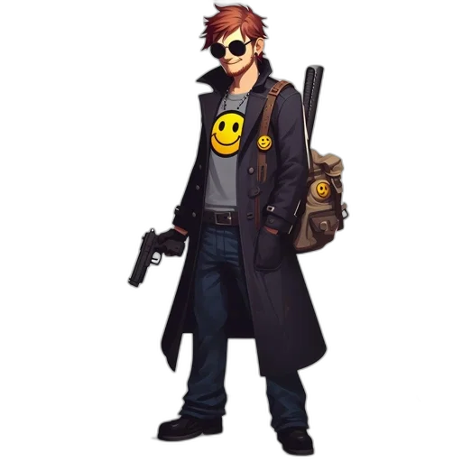 jacket, staff, weapon, pixel art transparent PNG cut-out