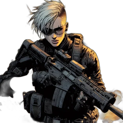 weapon, comic book art, concept art, cyberpunk transparent PNG cut-out