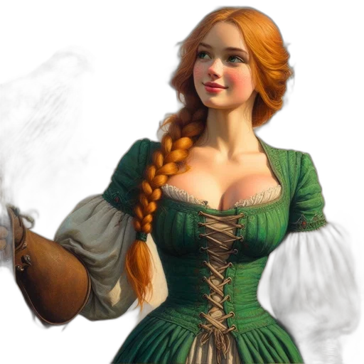 dress, fantasy art, photorealistic, oil painting transparent PNG cut-out