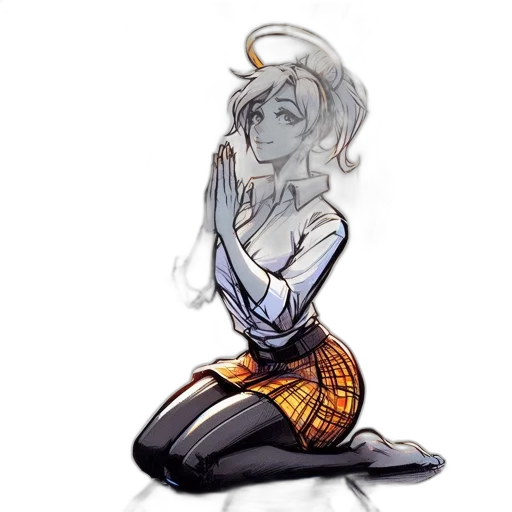 staff, dress, hair, robot transparent PNG cut-out