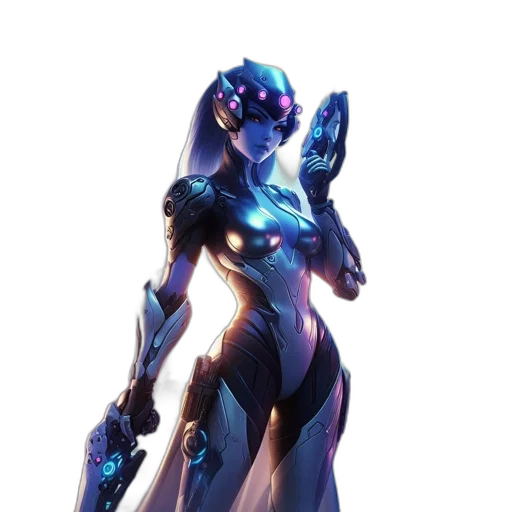 robot, dress, staff, weapon transparent PNG cut-out