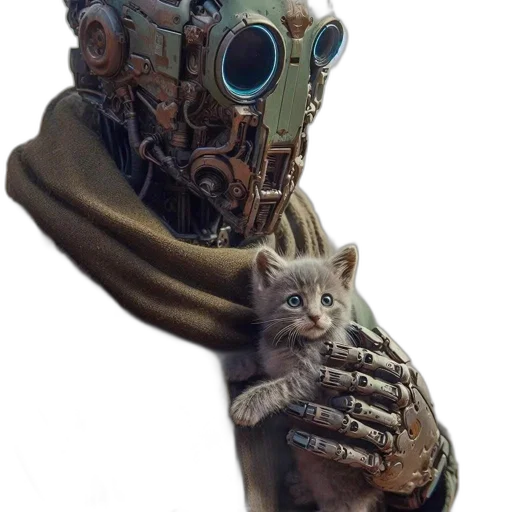 robot, mask, creature, weapon transparent PNG cut-out