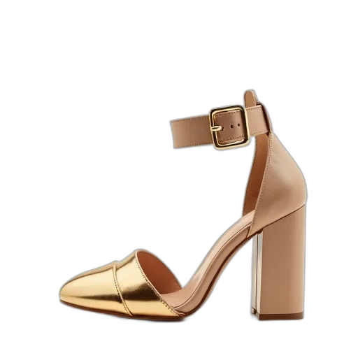 shoes, golden, earth tones, pair transparent PNG cut-out