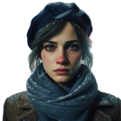 face, hat, jacket, staff transparent PNG cut-out