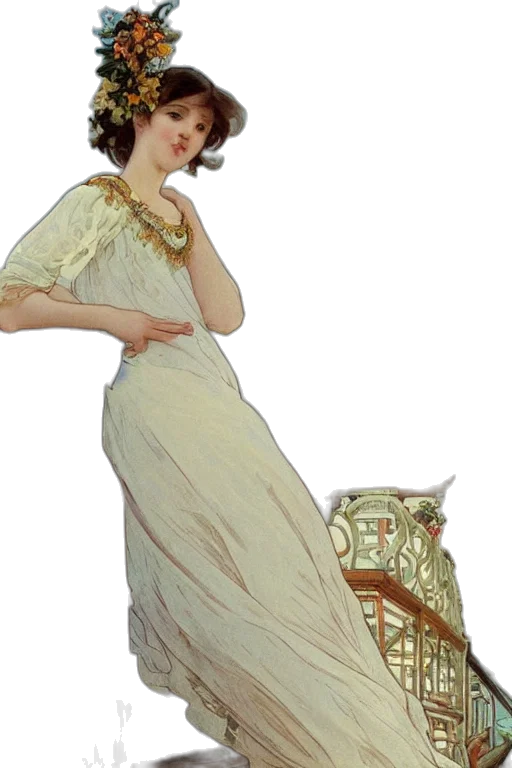dress, jewelry, staff, mask transparent PNG cut-out
