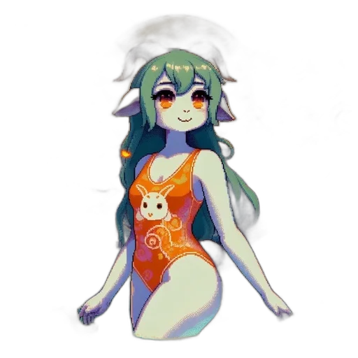 dress, creature, robot, pixel art transparent PNG cut-out