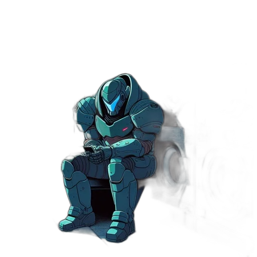 robot, jacket, mask, weapon transparent PNG cut-out