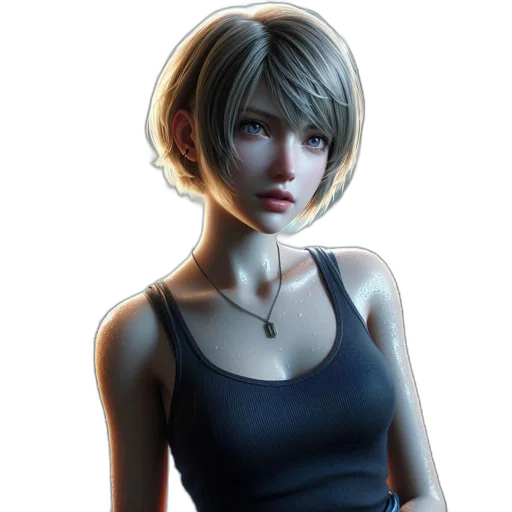 face, dress, concept art, 3d render transparent PNG cut-out