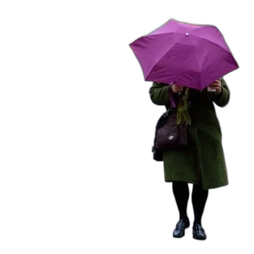 umbrella, jacket, hat, staff transparent PNG cut-out