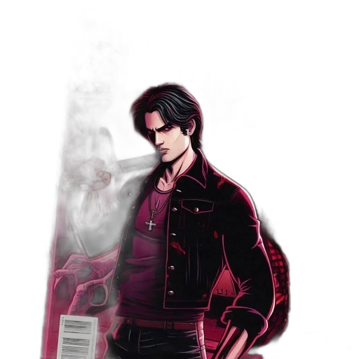 jacket, weapon, concept art, comic book art transparent PNG cut-out