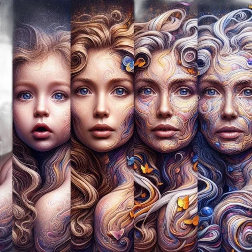 face, hair, fantasy art, photorealistic transparent PNG cut-out