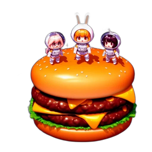 food, robot, pixel art, 3d render transparent PNG cut-out