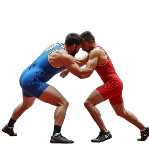 photorealistic, two, greco, wrestlers transparent PNG cut-out