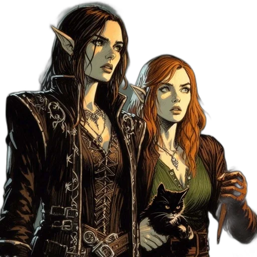 comic book art, concept art, fantasy art, two transparent PNG cut-out