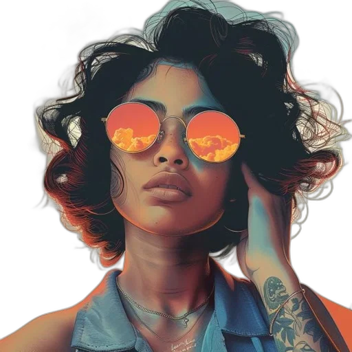 face, jewelry, jacket, comic book art transparent PNG cut-out