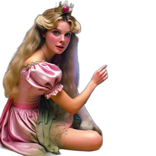 dress, hair, crown, 3d render transparent PNG cut-out
