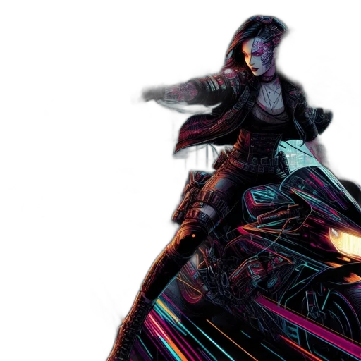 sword, cyberpunk, comic book art, concept art transparent PNG cut-out
