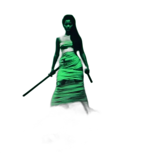 dress, staff, creature, sword transparent PNG cut-out
