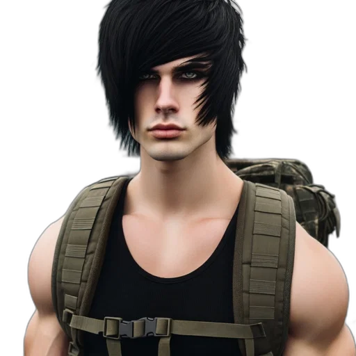 jacket, face, weapon, hair transparent PNG cut-out