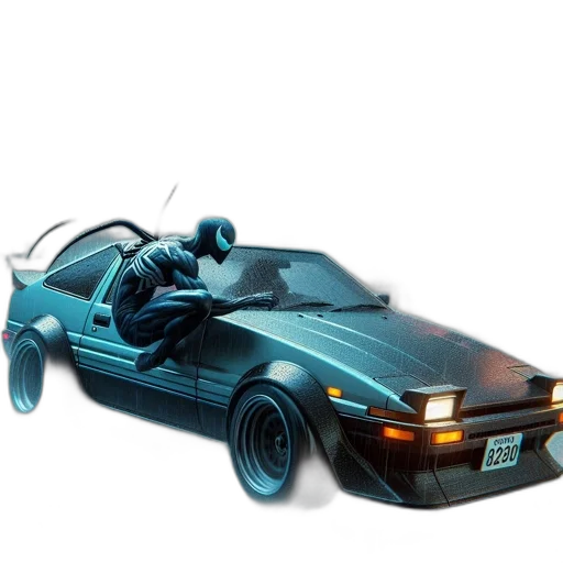 car, 3d render, vaporwave, concept art transparent PNG cut-out