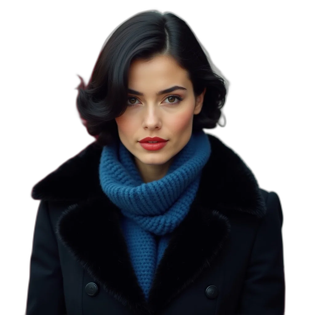 jacket, face, jewelry, photorealistic transparent PNG cut-out