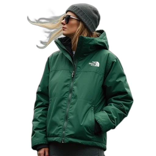 jacket, green, north, face transparent PNG cut-out