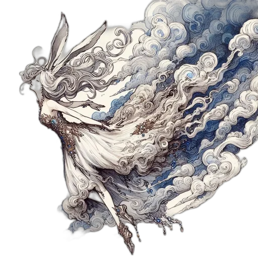 dragon, creature, hair, dress transparent PNG cut-out