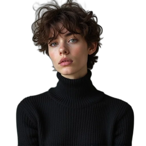 jacket, hair, face, staff transparent PNG cut-out