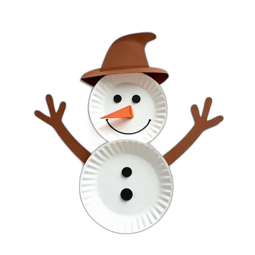 hat, paper, plate, snowman transparent PNG cut-out