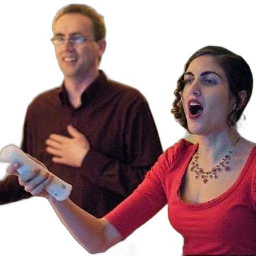 staff, woman, red, shirt transparent PNG cut-out
