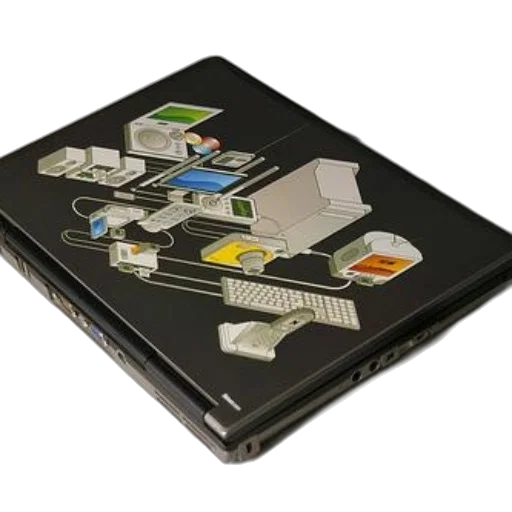 3d render, laptop, sticker, depicting transparent PNG cut-out
