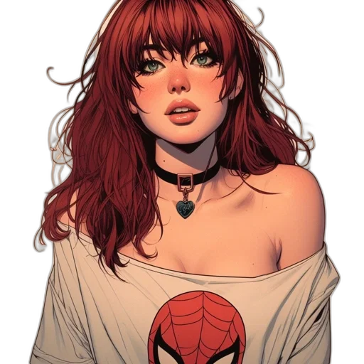 dress, face, comic book art, concept art transparent PNG cut-out