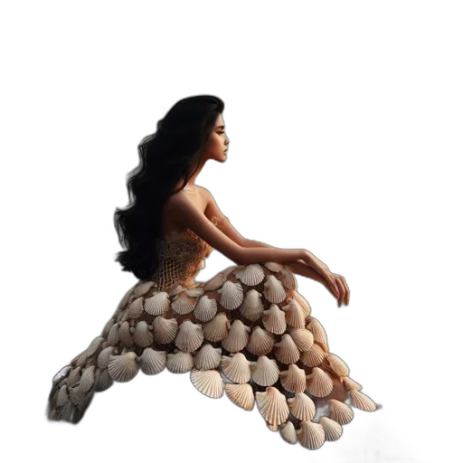 dress, jewelry, hair, 3d render transparent PNG cut-out