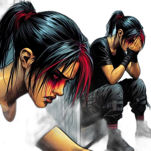 concept art, comic book art, cyberpunk, photorealistic transparent PNG cut-out