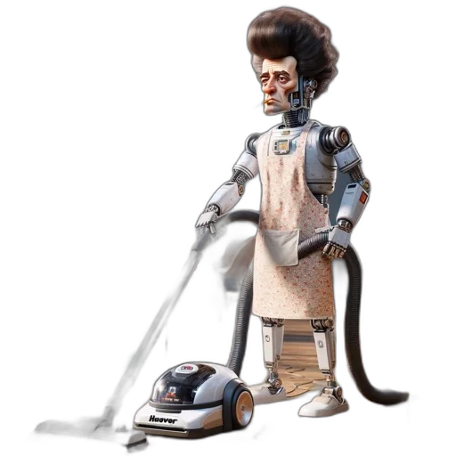 robot, staff, concept art, 3d render transparent PNG cut-out