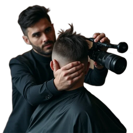 hair, jacket, staff, face transparent PNG cut-out
