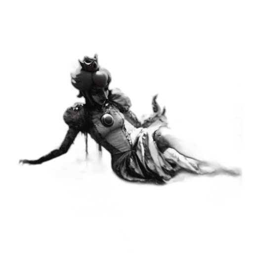 dress, crown, creature, staff transparent PNG cut-out