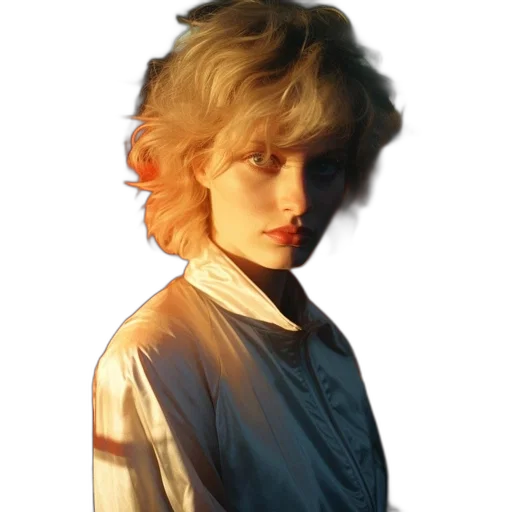 face, jacket, dress, hair transparent PNG cut-out