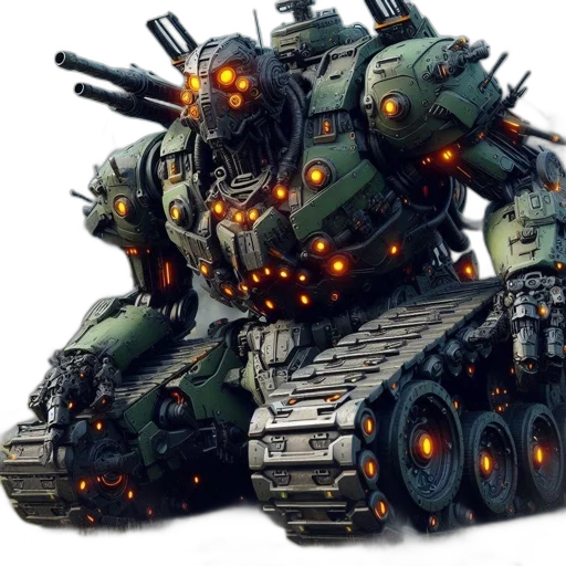 robot, weapon, concept art, 3d render transparent PNG cut-out