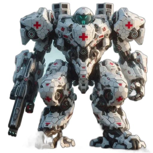 robot, weapon, concept art, 3d render transparent PNG cut-out