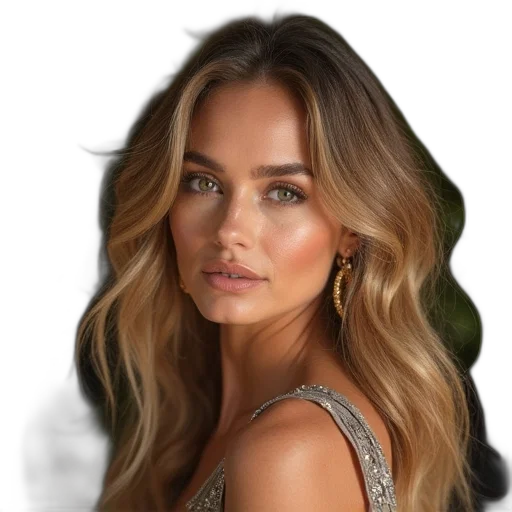 hair, face, jewelry, dress transparent PNG cut-out