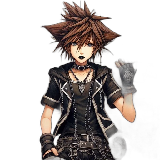 staff, hair, jacket, weapon transparent PNG cut-out