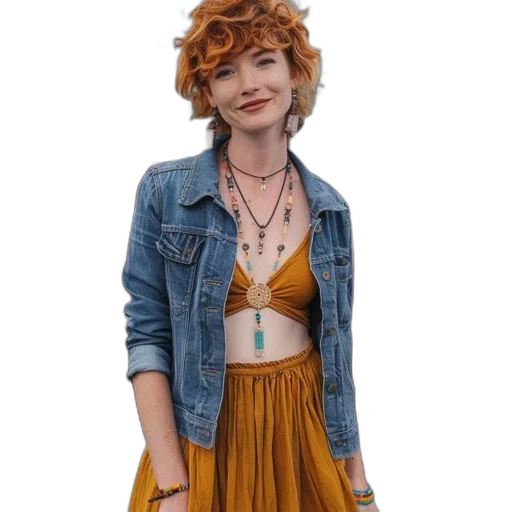 dress, jacket, jewelry, staff transparent PNG cut-out