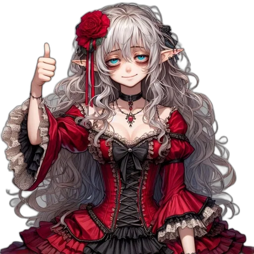 staff, dress, hair, weapon transparent PNG cut-out