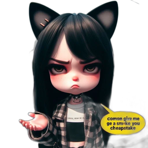 anime, cartoon, comic book art, 3d render transparent PNG cut-out