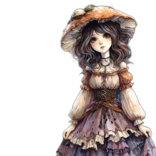 dress, hat, staff, face transparent PNG cut-out